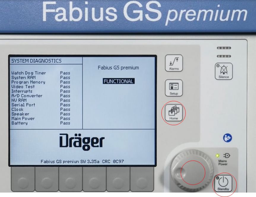Fabius — service mode buttons