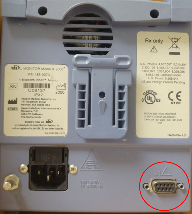 BIS A2000 — rear 9-pin port